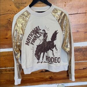 Marvel Cowboy Cream Sweatshirt with Gold Sequin Sleeves